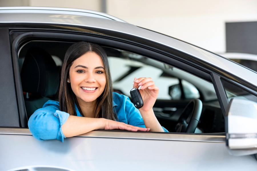 Woman Renting a Car
